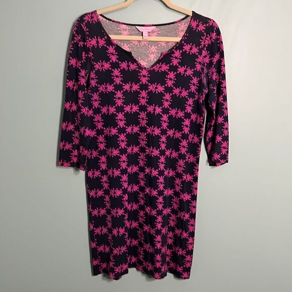 Lilly Pulitzer Dress Gretchen Get Hoppy Frogs All Over Print Dress - Picture 2 of 8